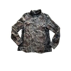 NWT ESCADA Silk Blouse Womens 40 (Medium) Brown Snake Print Button Up Shirt Top